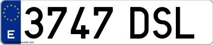 Ejemplo de matrícula española 3747 DSL