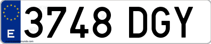 Ejemplo de matrícula de coche ordinaria 3748 DGY
