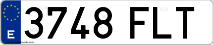 Ejemplo de matrícula de coche ordinaria 3748 FLT