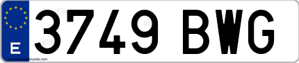 Ejemplo de matrícula de coche ordinaria 3749 BWG