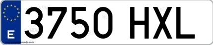 Ejemplo de matrícula española 3750 HXL