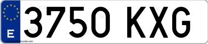 Ejemplo de matrícula española 3750 KXG