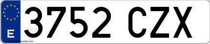 Ejemplo de matrícula española 3752 CZX