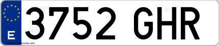 Ejemplo de matrícula de coche ordinaria 3752 GHR