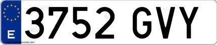 Ejemplo de matrícula española 3752 GVY