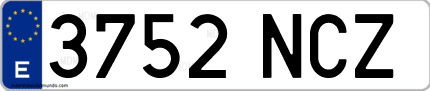 Ejemplo de matrícula de coche ordinaria 3752 NCZ