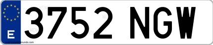 Ejemplo de matrícula española 3752 NGW