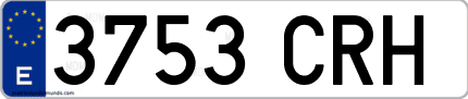 Ejemplo de matrícula de coche ordinaria 3753 CRH