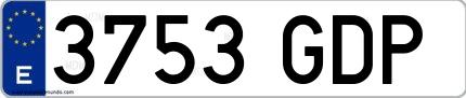 Ejemplo de matrícula española 3753 GDP