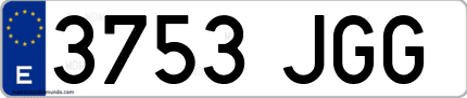 Ejemplo de matrícula de coche ordinaria 3753 JGG