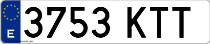 Ejemplo de matrícula de coche ordinaria 3753 KTT