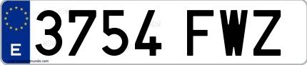 Ejemplo de matrícula española 3754 FWZ