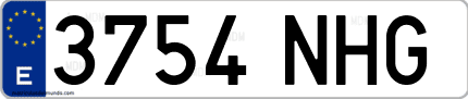 Ejemplo de matrícula de coche ordinaria 3754 NHG