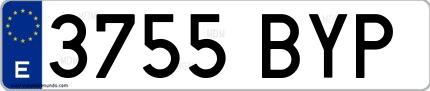 Ejemplo de matrícula española 3755 BYP