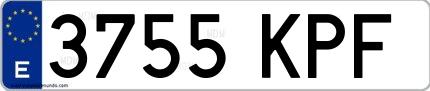 Ejemplo de matrícula española 3755 KPF