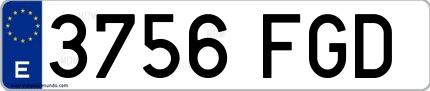 Ejemplo de matrícula española 3756 FGD