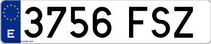 Ejemplo de matrícula de coche ordinaria 3756 FSZ