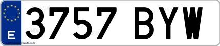 Ejemplo de matrícula española 3757 BYW
