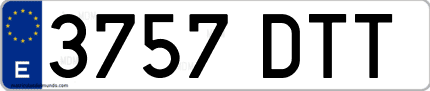 Ejemplo de matrícula de coche ordinaria 3757 DTT