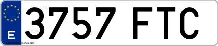 Ejemplo de matrícula española 3757 FTC