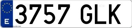 Ejemplo de matrícula de coche ordinaria 3757 GLK