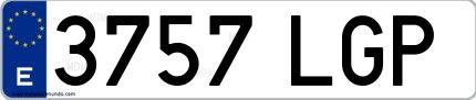 Ejemplo de matrícula española 3757 LGP