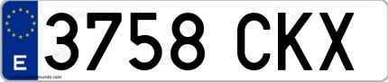 Ejemplo de matrícula española 3758 CKX