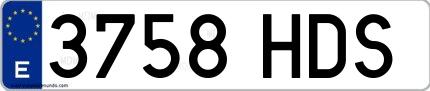 Ejemplo de matrícula española 3758 HDS