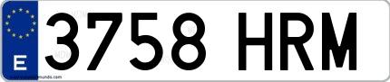 Ejemplo de matrícula española 3758 HRM
