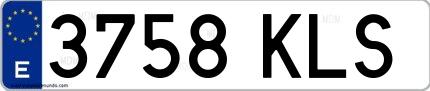 Ejemplo de matrícula española 3758 KLS