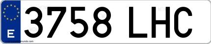 Ejemplo de matrícula española 3758 LHC