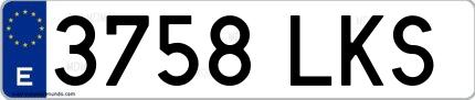Ejemplo de matrícula española 3758 LKS
