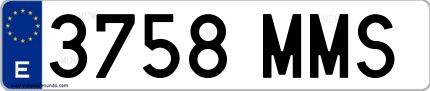 Ejemplo de matrícula española 3758 MMS