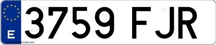 Ejemplo de matrícula española 3759 FJR
