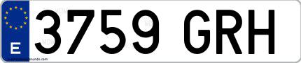 Ejemplo de matrícula española 3759 GRH