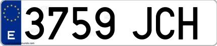 Ejemplo de matrícula española 3759 JCH