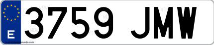 Ejemplo de matrícula española 3759 JMW