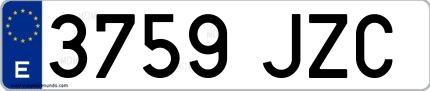 Ejemplo de matrícula española 3759 JZC