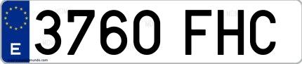 Ejemplo de matrícula española 3760 FHC