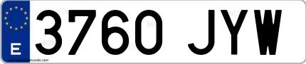 Ejemplo de matrícula española 3760 JYW