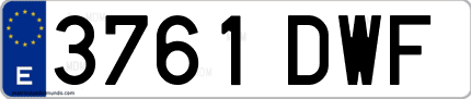 Ejemplo de matrícula de coche ordinaria 3761 DWF