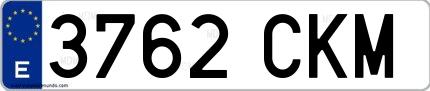 Ejemplo de matrícula española 3762 CKM