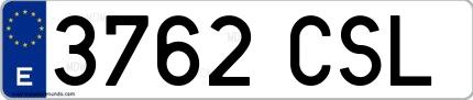 Ejemplo de matrícula española 3762 CSL