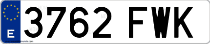 Ejemplo de matrícula de coche ordinaria 3762 FWK
