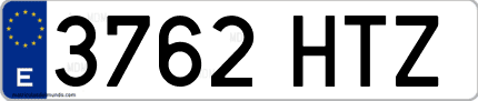 Ejemplo de matrícula de coche ordinaria 3762 HTZ