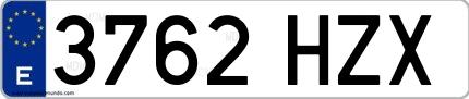 Ejemplo de matrícula española 3762 HZX