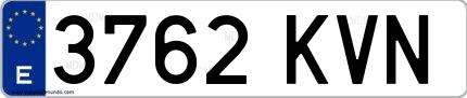 Ejemplo de matrícula española 3762 KVN