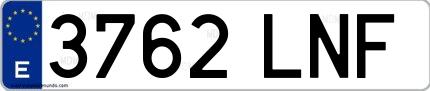 Ejemplo de matrícula española 3762 LNF