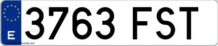 Ejemplo de matrícula española 3763 FST
