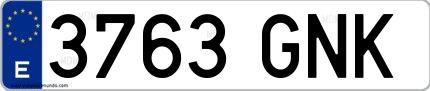 Ejemplo de matrícula española 3763 GNK